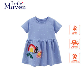 Váy hè xanh ốc sen hoa Little Maven thời trang trẻ em từ 2-7 tuổi LMS1877