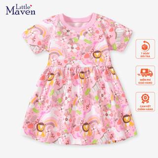Váy hè hồng sư tử hoa Little Maven thời trang trẻ em từ 2-7 tuổi LMS1873