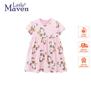 Váy hè hồng gấu trúc Little Maven thời trang trẻ em từ 2-7 tuổi LMS1868