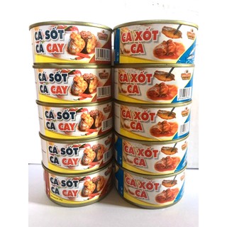 Combo 10 hộp gồm 5 cá sốt cà cay và 5 hộp cá sốt cà 170gr- Dabaco Food