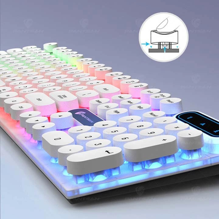 Bàn phím máy tính gaming giả cơ PANTSAN PK100 có dây nút tròn Led 7 màu cực đẹp