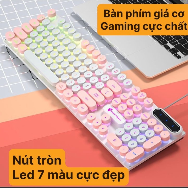 Bàn phím máy tính gaming giả cơ PANTSAN PK100 có dây nút tròn Led 7 màu cực đẹp
