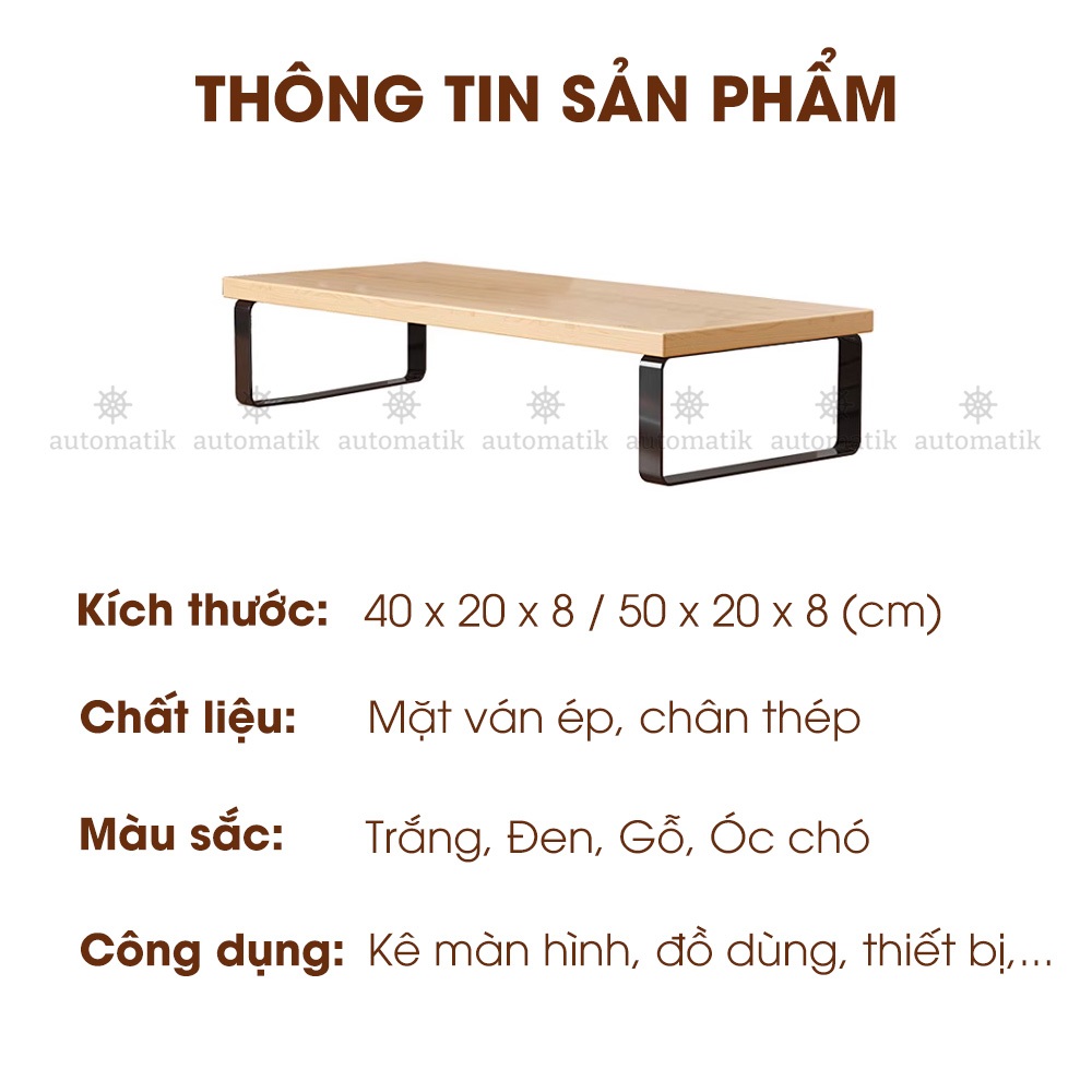 Kệ Gỗ Để Màn Hình Máy Tính, Laptop, Giá Đỡ Thông Minh, Kê Tối Ưu Diện Tích, Gọn Gàng, Decor Trang Trí - Automatik