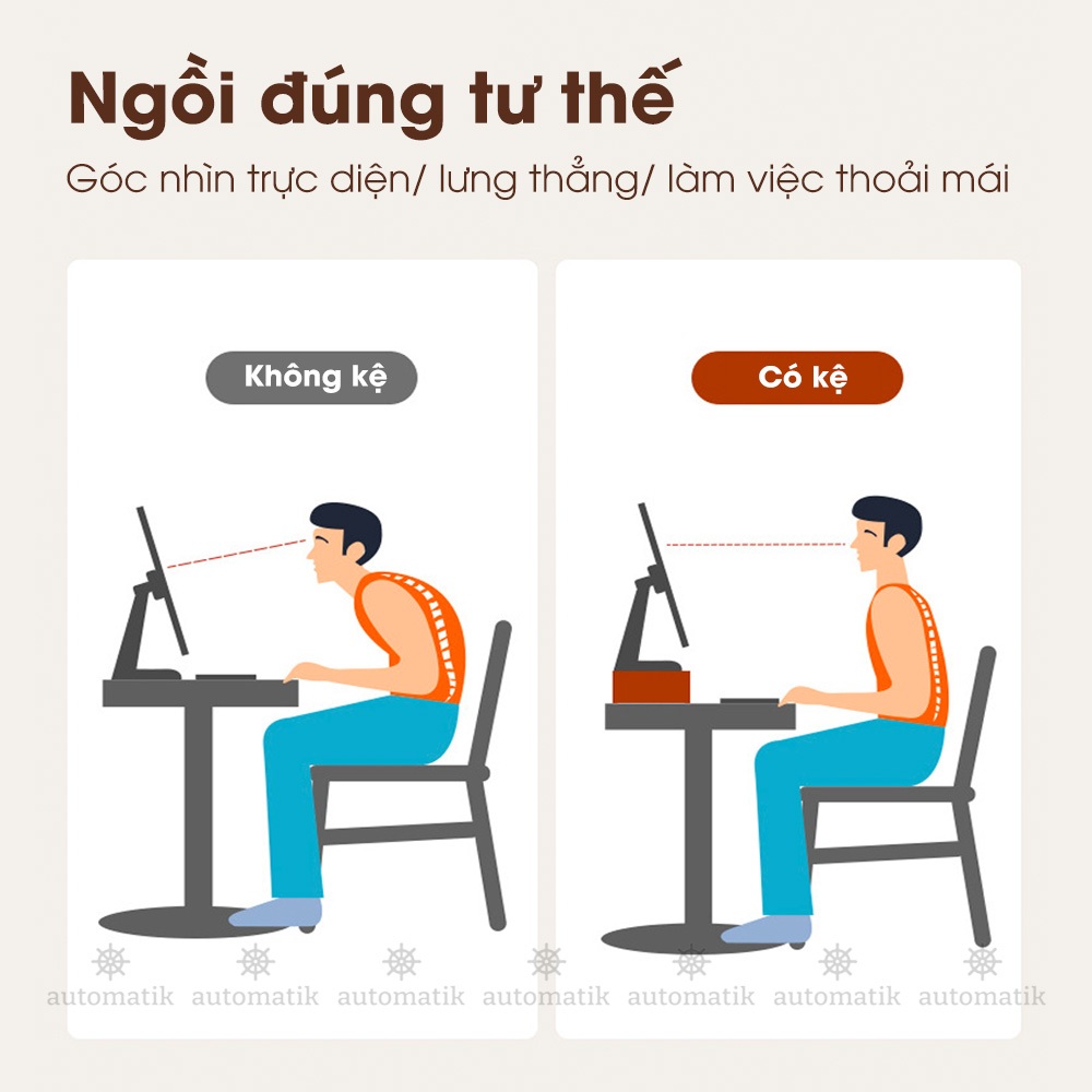 Kệ Gỗ Để Màn Hình Máy Tính, Laptop, Giá Đỡ Thông Minh, Kê Tối Ưu Diện Tích, Gọn Gàng, Decor Trang Trí - Automatik