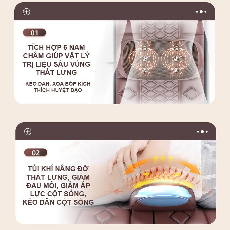 Đệm Massage toàn thân kèm máy massage chân, Hồng Ngoại Xoa Bóp Giảm Đau Mỏi 6 nam châm massage lưng, giảm đau mỏi