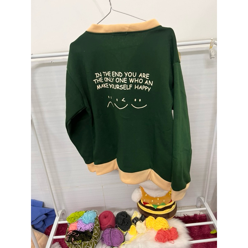 Áo khoác Cardigan thời trang hoạ tiết chữ W - Ảnh tự chụp