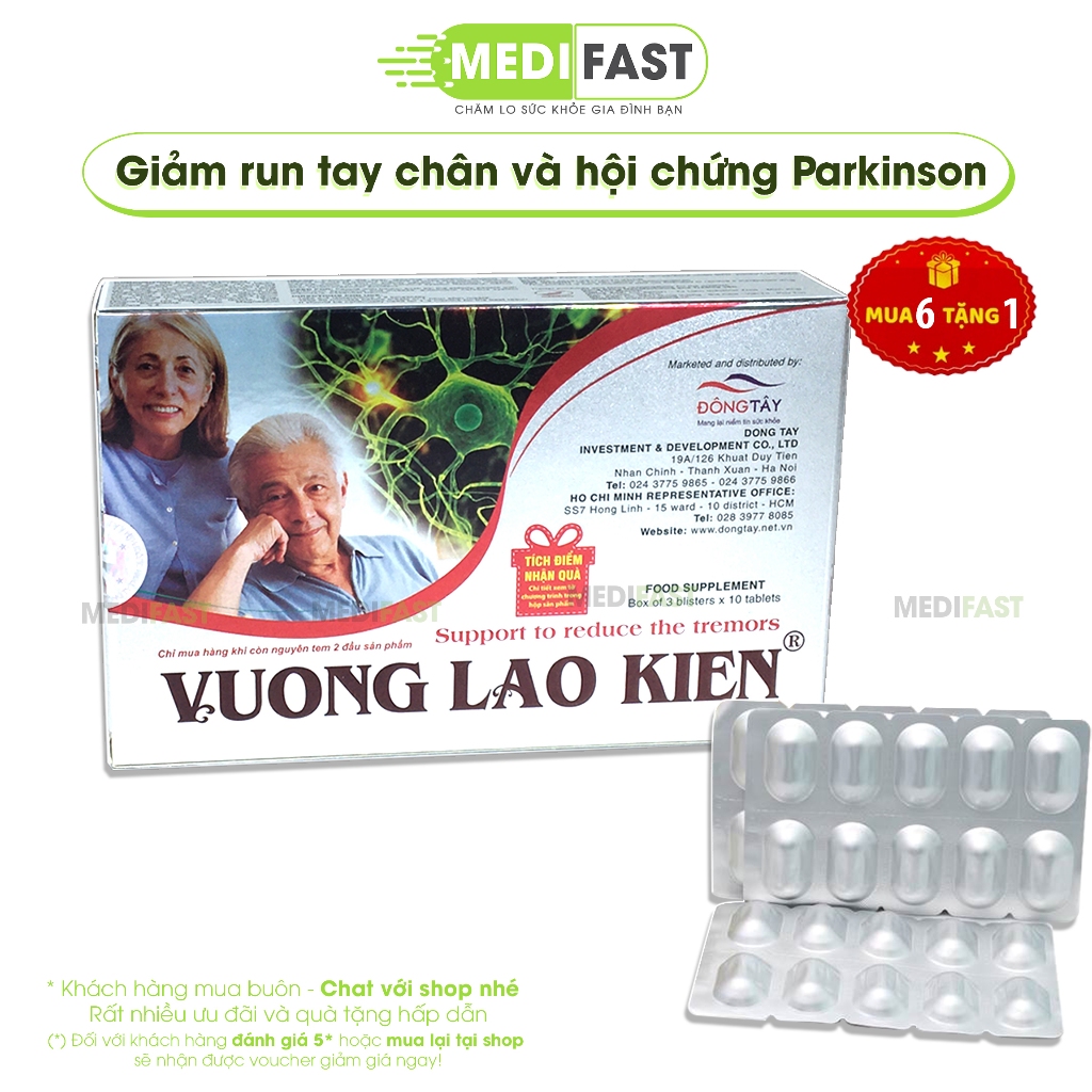 Vương Lão Kiện Mua 6h tặng 1h bằng tem tích điểm hỗ trợ giảm run tay chân, parkinson từ thảo dược