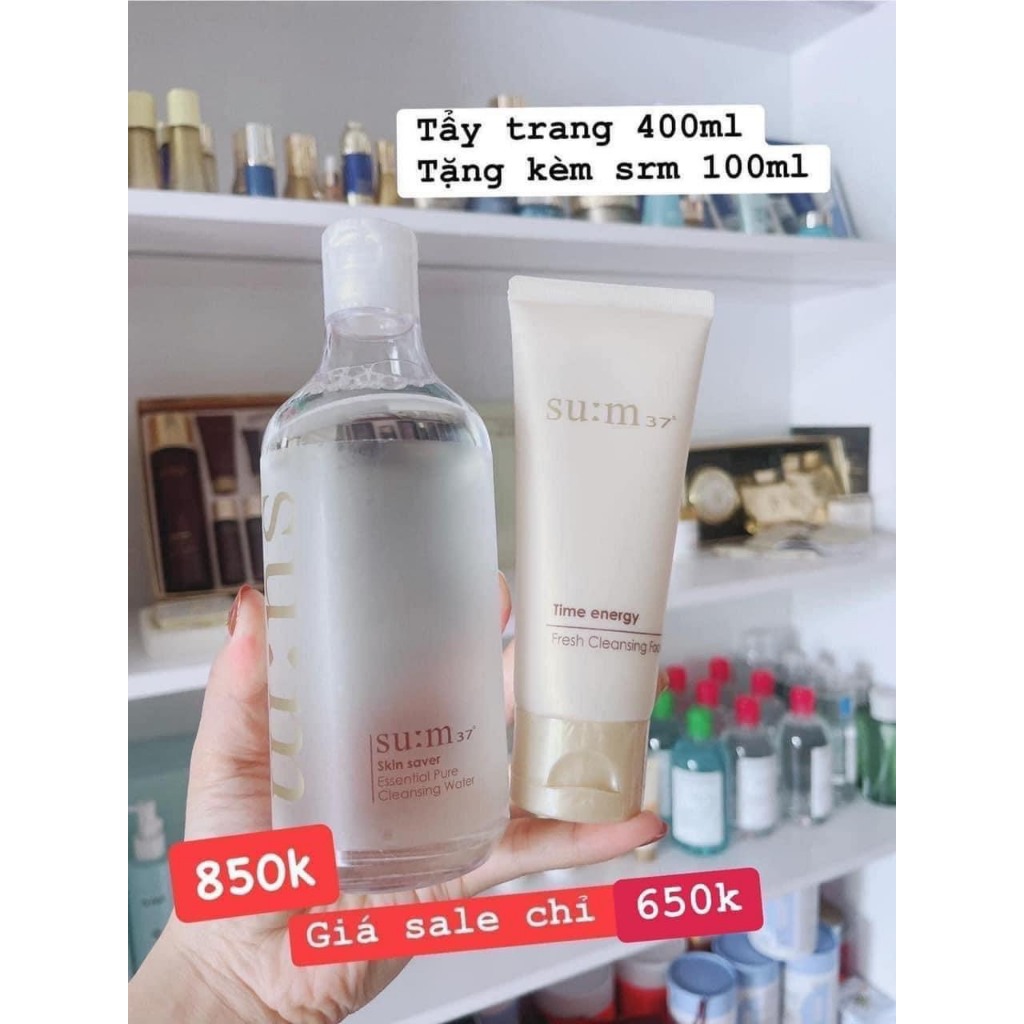 Set nước tẩy trang SU:M 400ml + sữa rửa mặt full size 100ml
