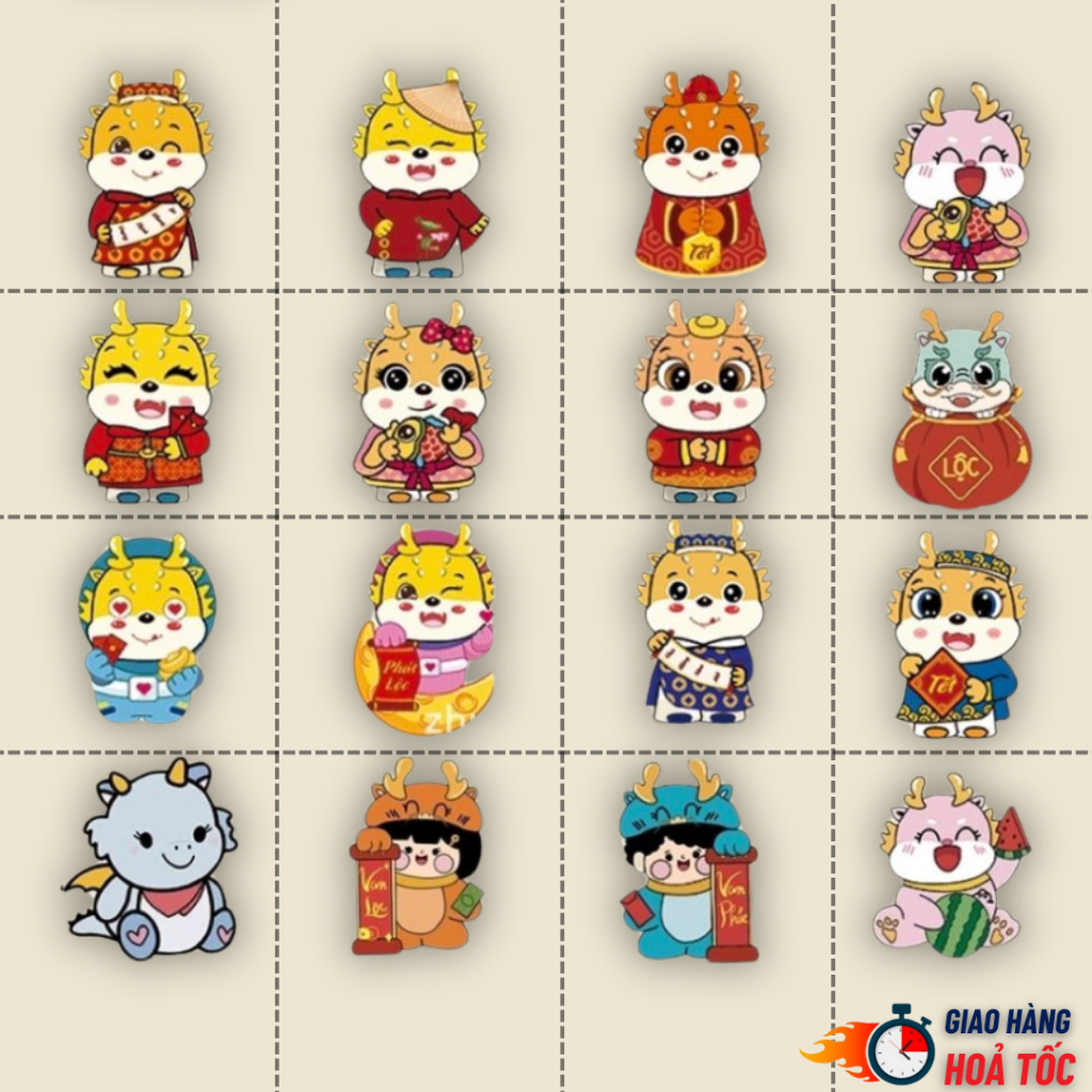 SET 10 Phong Bao Lì Xì Tết Chibi Hình RồngThiết Kế Siêu Dễ Thương, Hot Trends Năm 2024 Tết Giáp Thìn