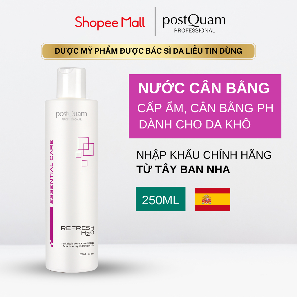 NƯỚC CÂN BẰNG CẤP ẨM, SE KHÍT LỖ CHÂN LÔNG DÀNH CHO DA KHÔ VÀ MẤT NƯỚC POSTQUAM REFRESH H20 250ML Q10A
