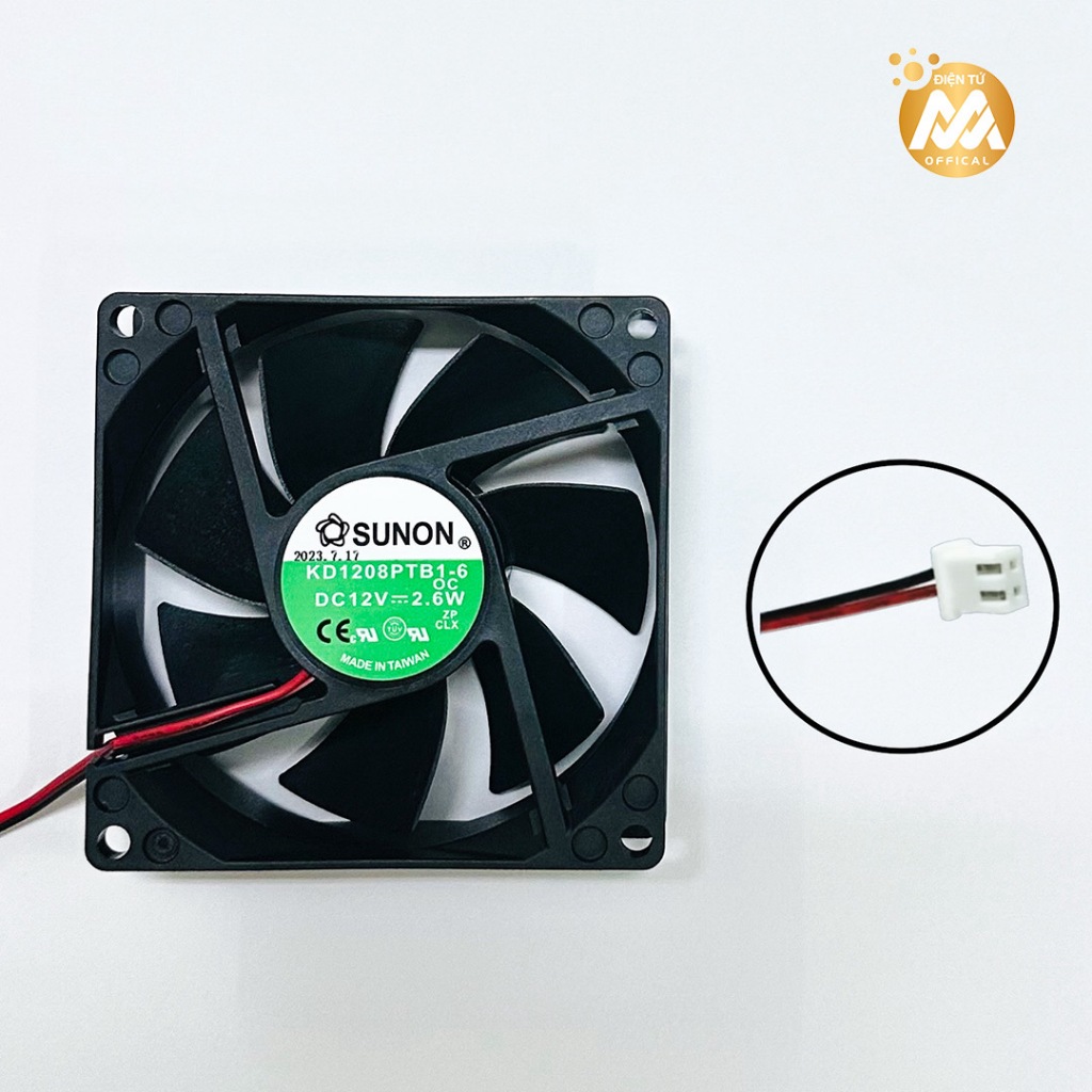 Quạt tản nhiệt 12V hiệu Sunon Đài Loan 8x8x2.5cm 12V-24V DC