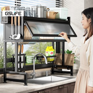 Gslife Kệ Để Chén Đĩa-Kệ Tủ Nhà Bếp Có Nắp Đậy Thông Minh Trên Bồn Rửa Bát 2 Tầng