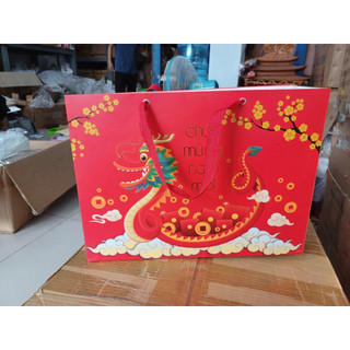 Combo 10 cái - Túi giấy size L đựng quà tặng thực phẩm dịp lễ tết nguyên đán - Mã số 5