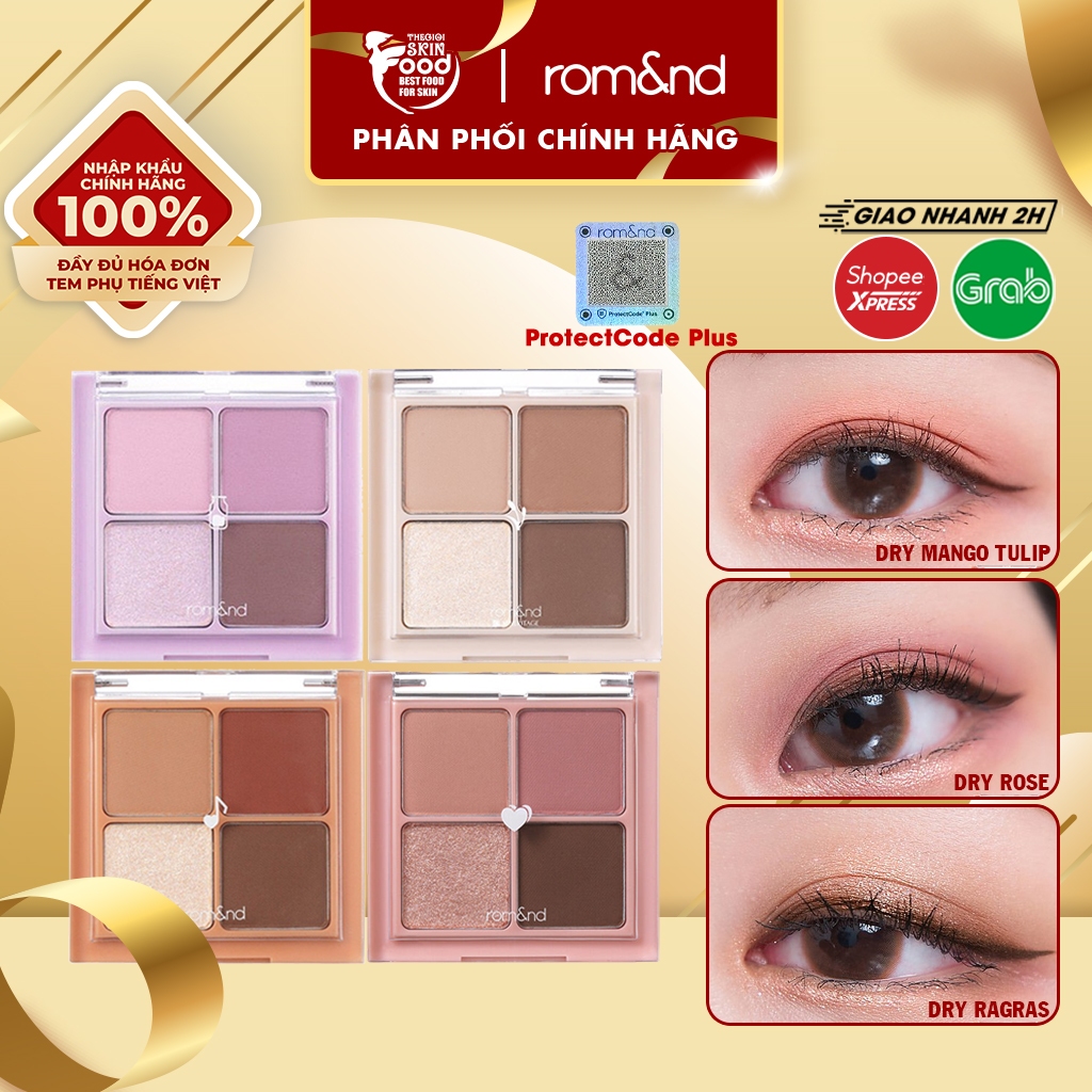 Bảng màu mắt 4 ô thời thượng, siêu mịn, lâu trôi Hàn Quốc Romand Better Than Eyes 6.5g