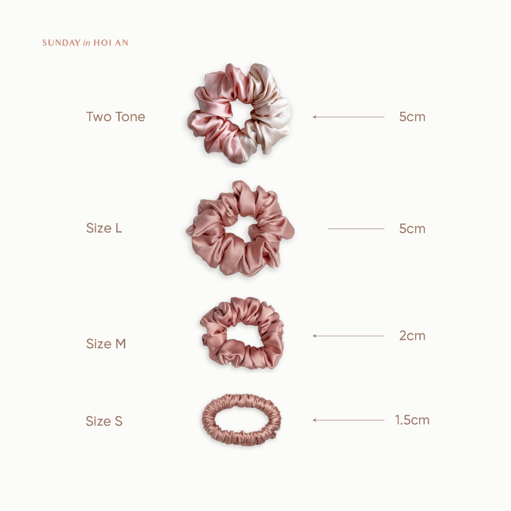 Buộc Tóc Lụa Mulberry 2 Tông Màu Cao Cấp Ngăn Ngừa Rụng Và Xơ Rối Tóc | Mulberry Silk Two Tones Scrunchie - SUNDAY