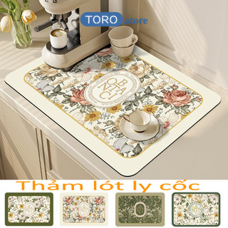  Thảm Thấm Hút Nước Nhanh Khô Chất Liệu Da Nappa + Cao Su Chống Trượt Thảm Lót Ly Tiện Dụng Cho Nhà Bếp 