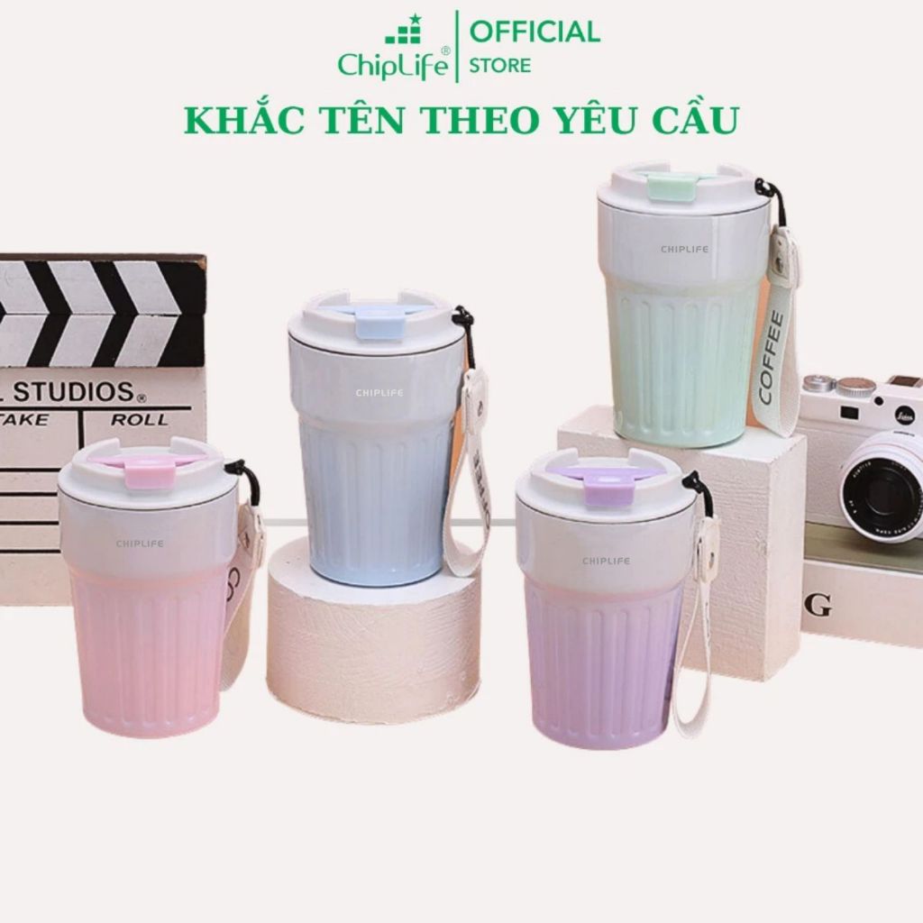 Ly giữ nhiệt khắc tên ChipLife L400 dung tích 400ml 4 màu sắc trẻ trung