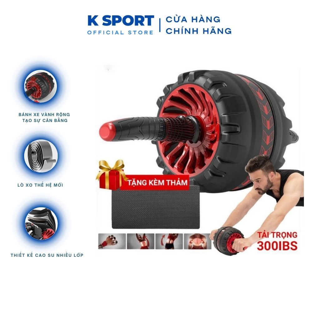 Con Lăn Tập Bụng AB W800 Pro Có Lò Xo Trợ Lực Tặng Kèm Miếng Lót Chân