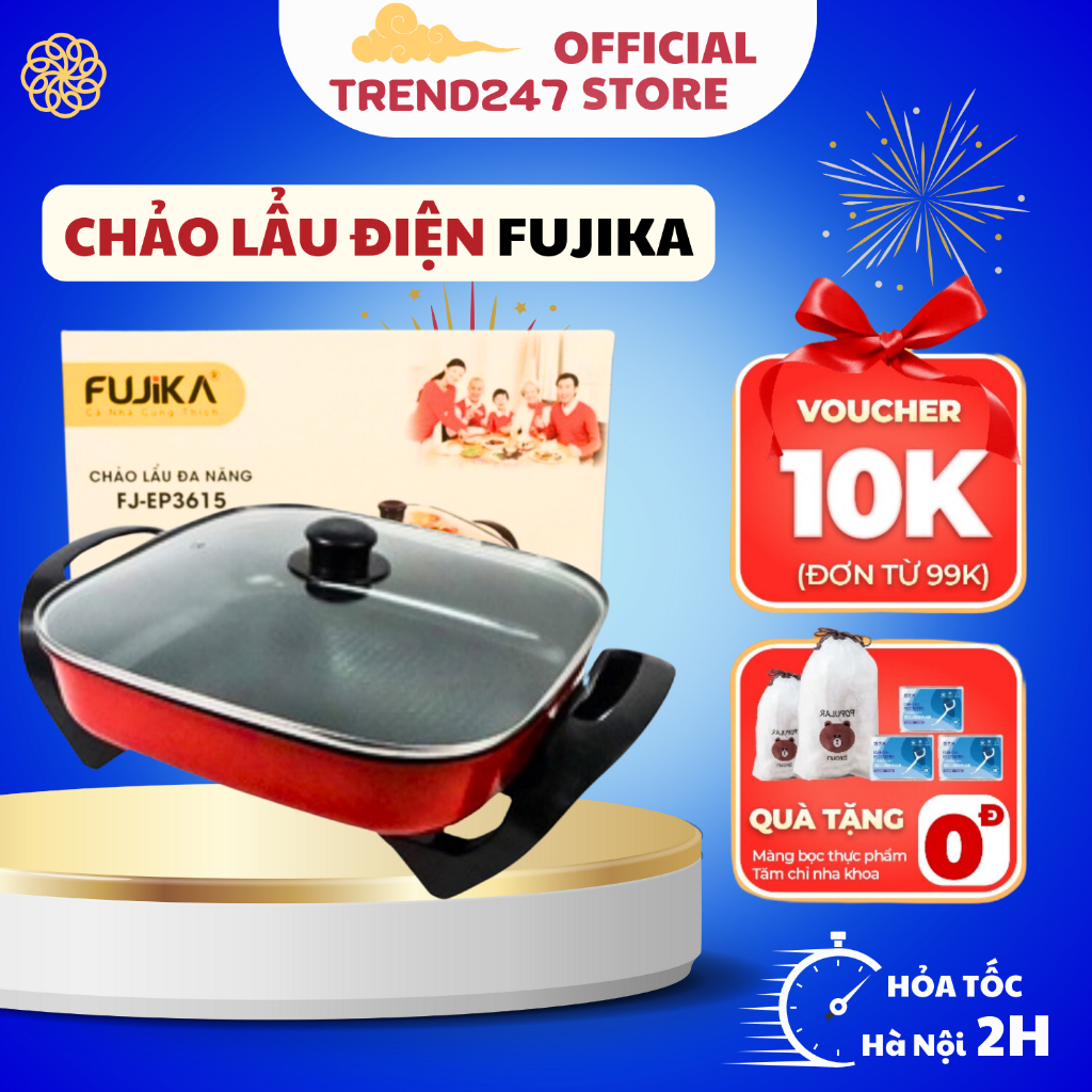 Chảo lẩu điện đa năng Fujika - Dung tích 3L - Công suất 1350w - Bảo hành chính hãng 12 tháng