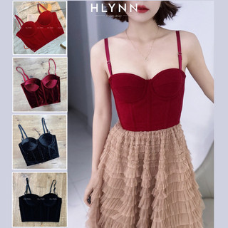 Áo corset nhung có gọng mút đan dây lưng m171