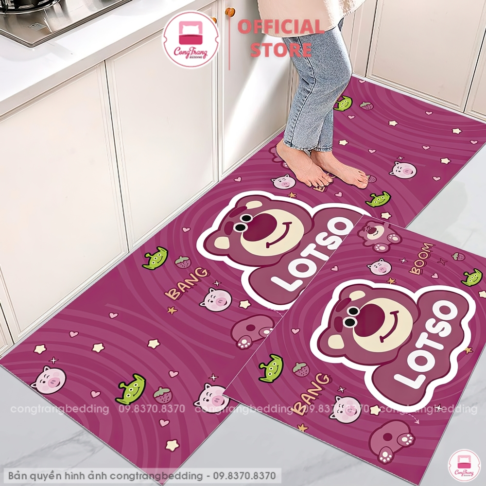 Bộ 2 Thảm Bếp tặng 1 thảm lau chân BALI Bề Mặt Nỉ Thấm Hút Nước Trang Trí Nhà Bếp
