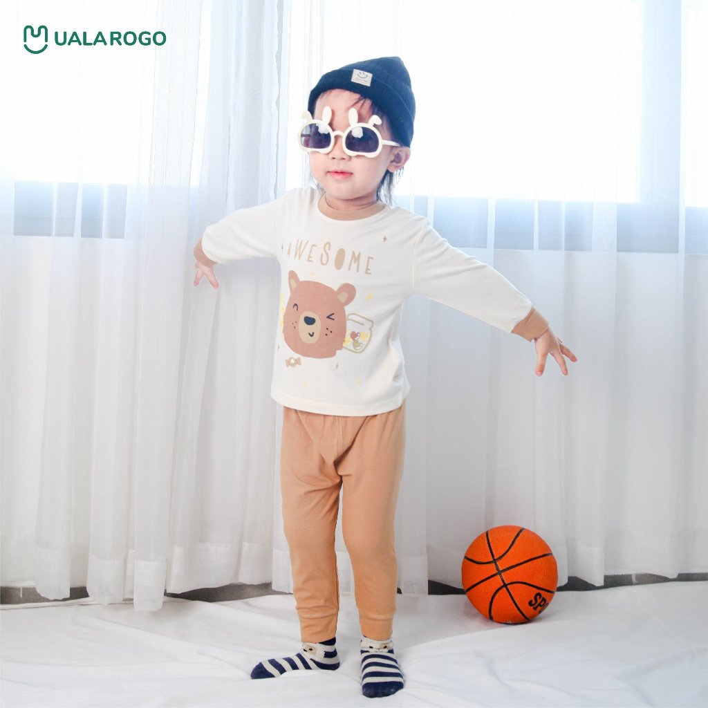 Bộ thu đông cho bé Ualarogo 1 - 5 tuổi vải Petit thoáng mát co giãn thấm hút mềm mại 2297