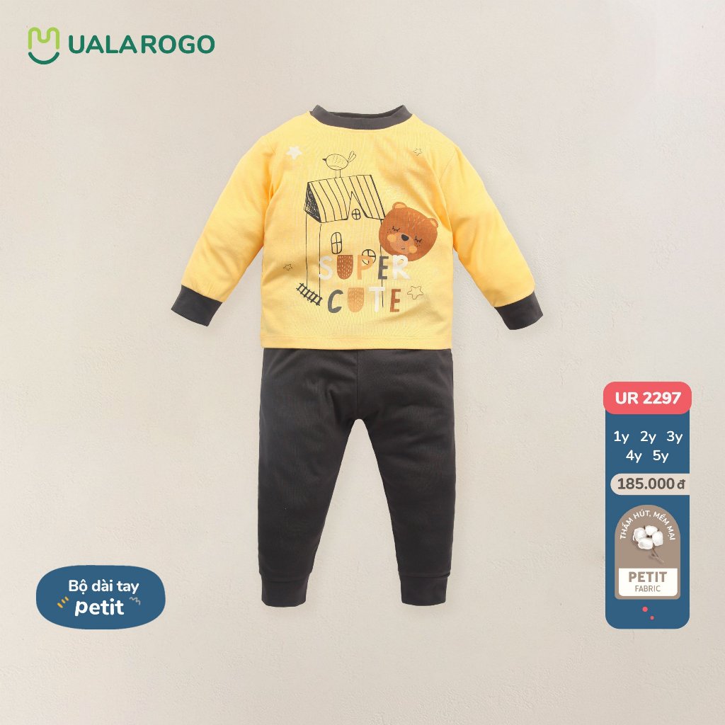 Bộ thu đông cho bé Ualarogo 1 - 5 tuổi vải Petit thoáng mát co giãn thấm hút mềm mại 2297