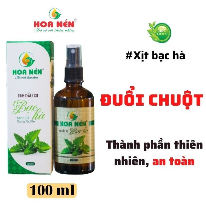 Chai Xịt Tinh dầu Bạc hà 100ml - Hoa Nén - Xịt phòng đuổi muỗi, côn trùng