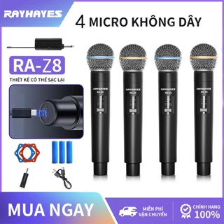 Bộ 4 Micro không dây karaoke chuyên nghiệp Rayhayes PROMAX cục thu mini kèm 4 tay micro đa năng