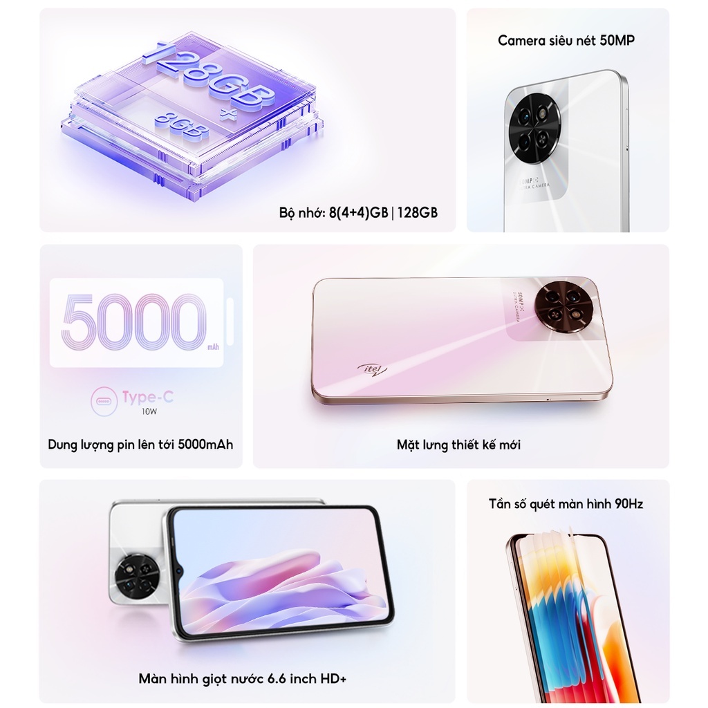 Điện Thoại Itel S23 8GB /128GB | Pin 5000mAh | 6.6 Inch | Camera 50MP - Mimall Official