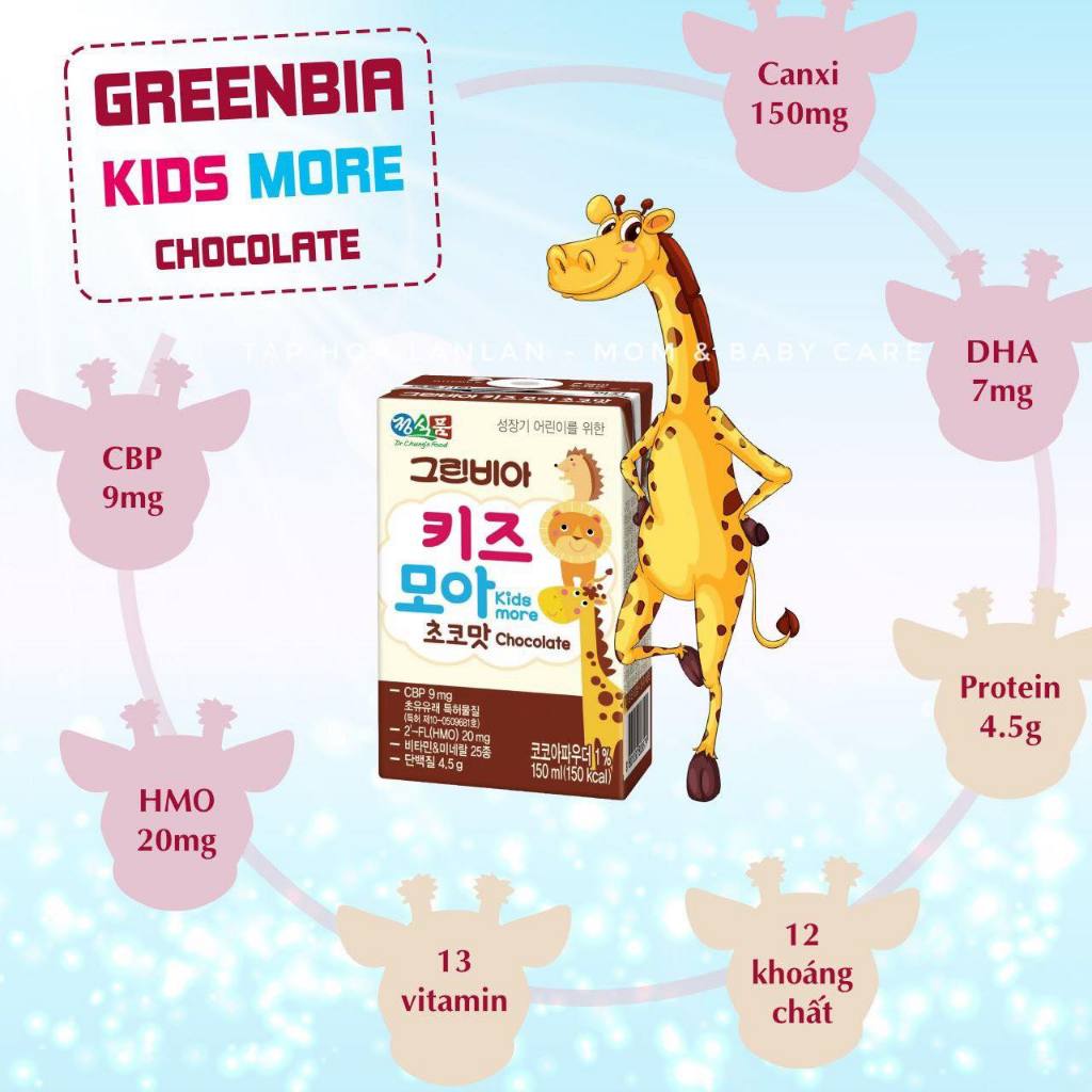 SỮA NƯỚC GREENBIA KIDS MORE CHO BÉ TRÊN 1 TUỔI - 24 HỘP/ KHÂY
