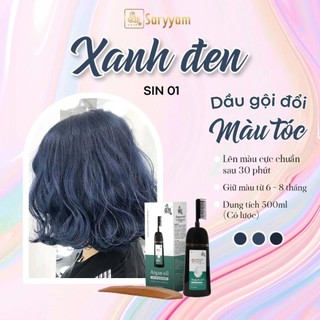 Dầu gội nhuộm tóc - Dầu gội đổi màu tóc XANH ĐEN thể tích 500ml- Dầu gội