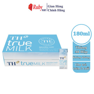 Thùng 48 hộp sữa tươi tiệt trùng nguyên chất TH True Milk 180ml (180ml x 48)