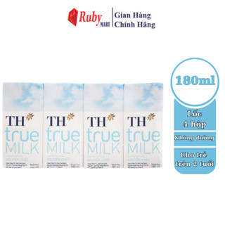Lốc 4 hộp sữa tươi tiệt trùng nguyên chất TH True Milk 180ml