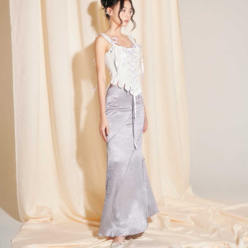 Áo corset vải gấm thắt nơ ruy băng INTO.EIGHT thiết kế