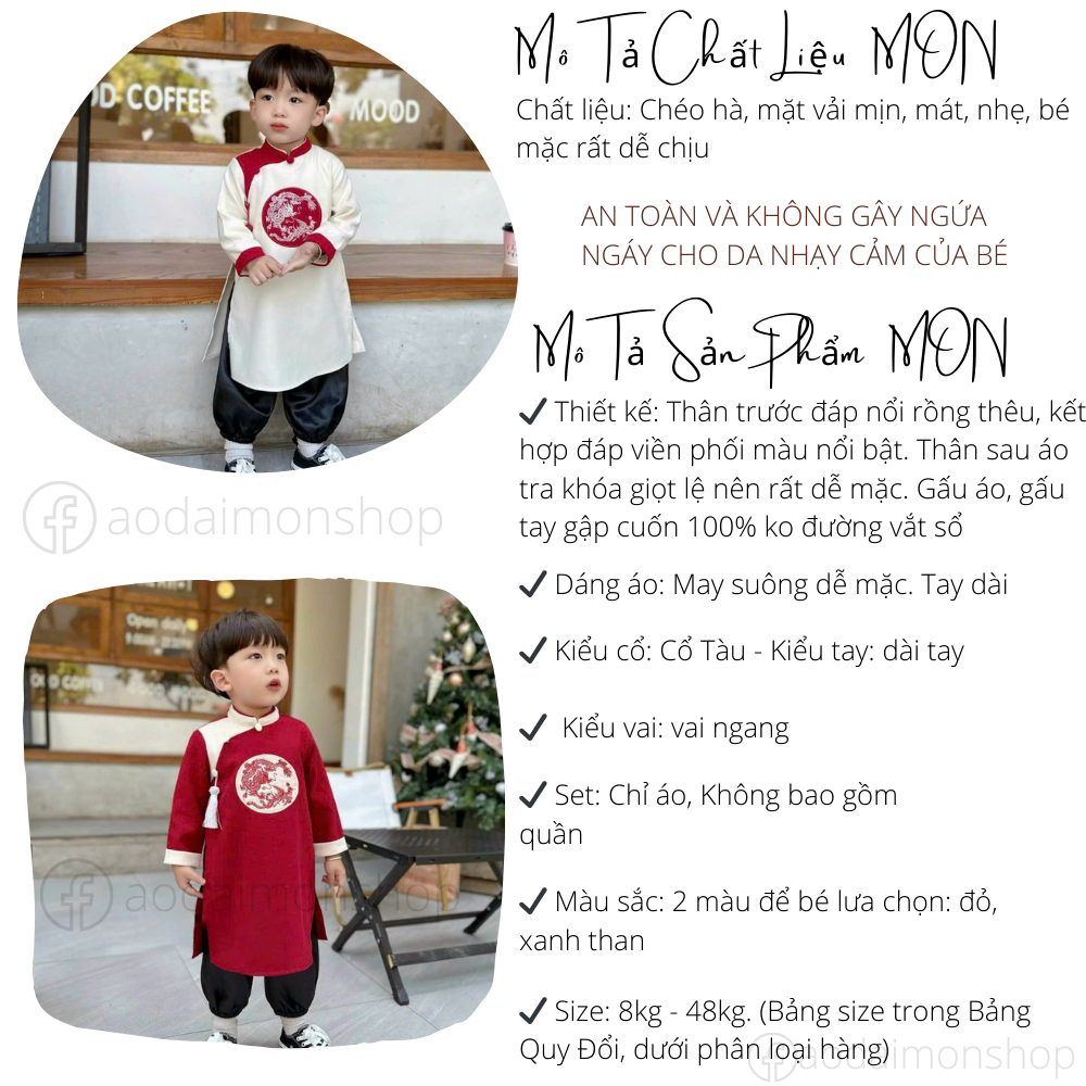 Áo Dài Bé Trai Hoàng Long Mát Mịn