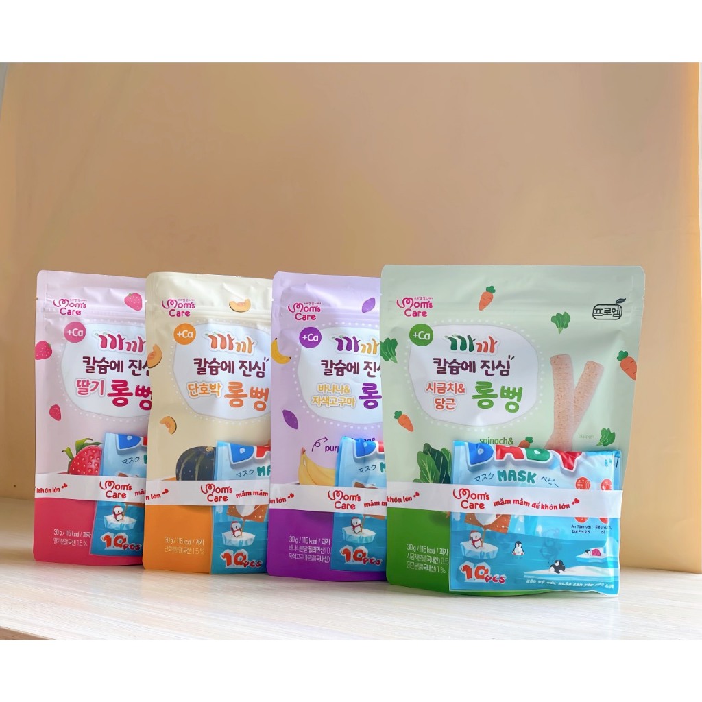 Bánh Gạo Lứt Canxi Thanh dài Mom's Care cho bé ăn dặm từ 6 tháng tuổi (date 2024)