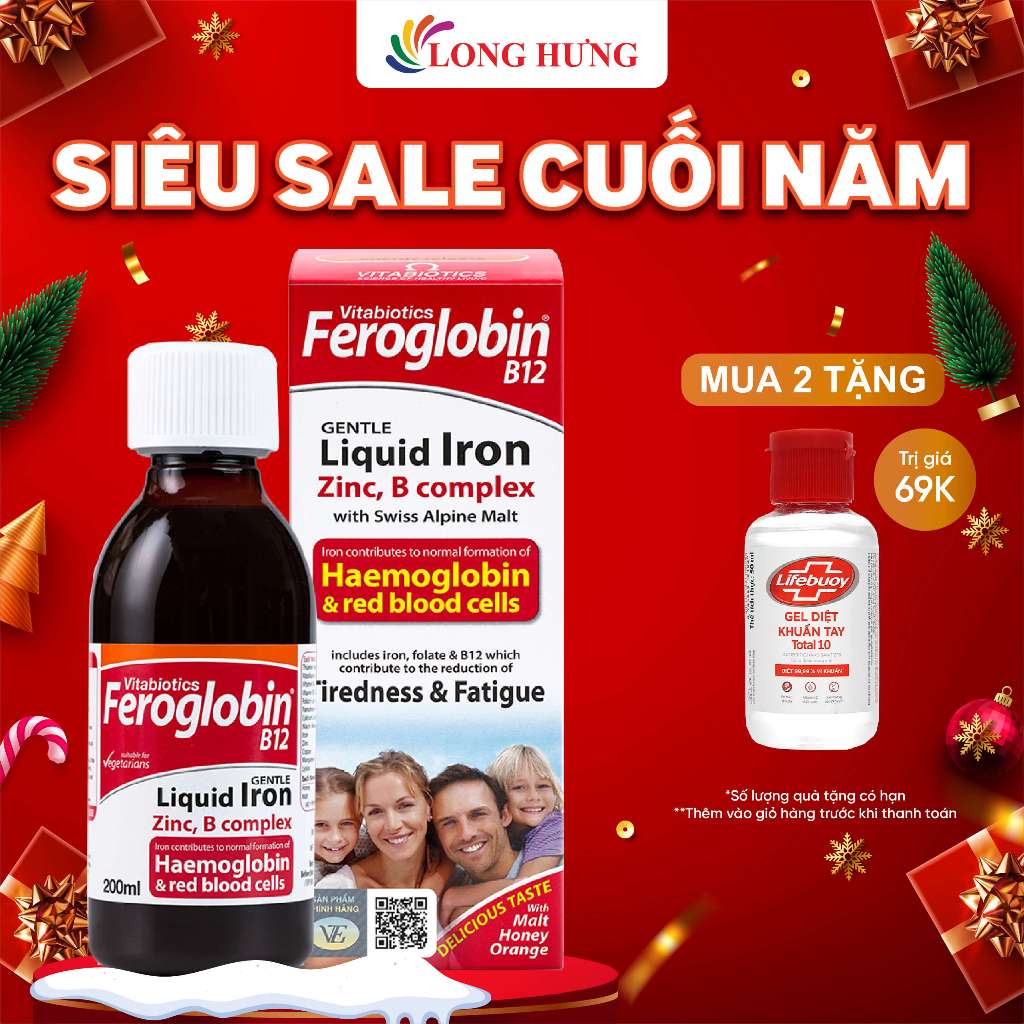 Vitamin dạng nước Vitabiotics Feroglobin B12 bổ sung sắt (200ml)