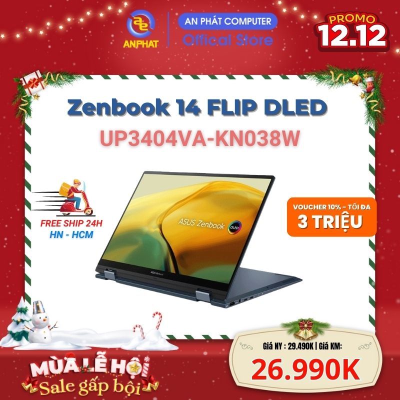 Laptop Asus Zenbook 14 Flip OLED UP3404VA-KN038W (Core i5-1340P | 16GB | 14" OLED)