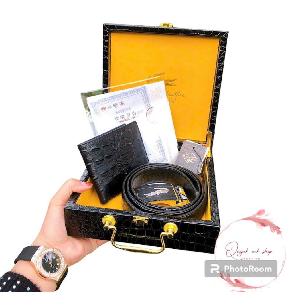 Combo ví và thắt lưng nam da cá sấu cao cấp mẫu mới 2023