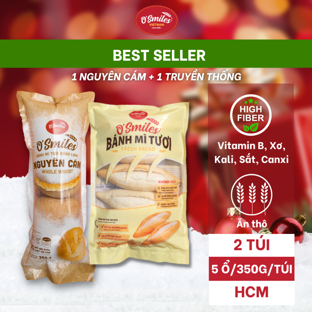 Combo BEST SELLER Bánh Mì Nguyên Cám Và Truyền Thống 350g/túi/5 ổ OSmiles