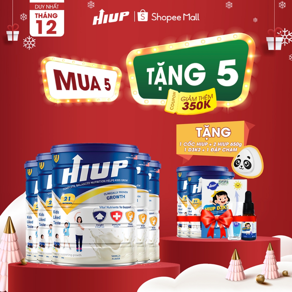 Sữa bột HIUP tăng chiều cao, tăng cân cho trẻ từ 2 đến 15 tuổi tặng 2 HIUP, 1 D3K2