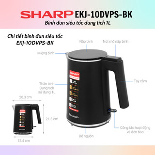 Bình đun siêu tốc SHARP EKJ-10DVPS-BK/RD (1.0L) - Chính Hãng