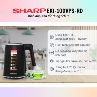 Bình đun siêu tốc SHARP EKJ-10DVPS-BK/RD (1.0L) - Chính Hãng