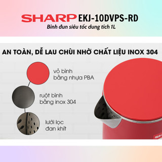 Bình đun siêu tốc SHARP EKJ-10DVPS-BK/RD (1.0L) - Chính Hãng