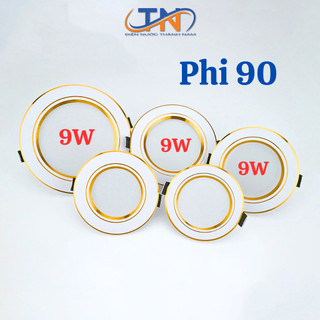 Đèn led âm trần 3 Chế độ màu 9w viền vàng, viền vàng lỗ khoét 90 - Bảo Hành 2 năm