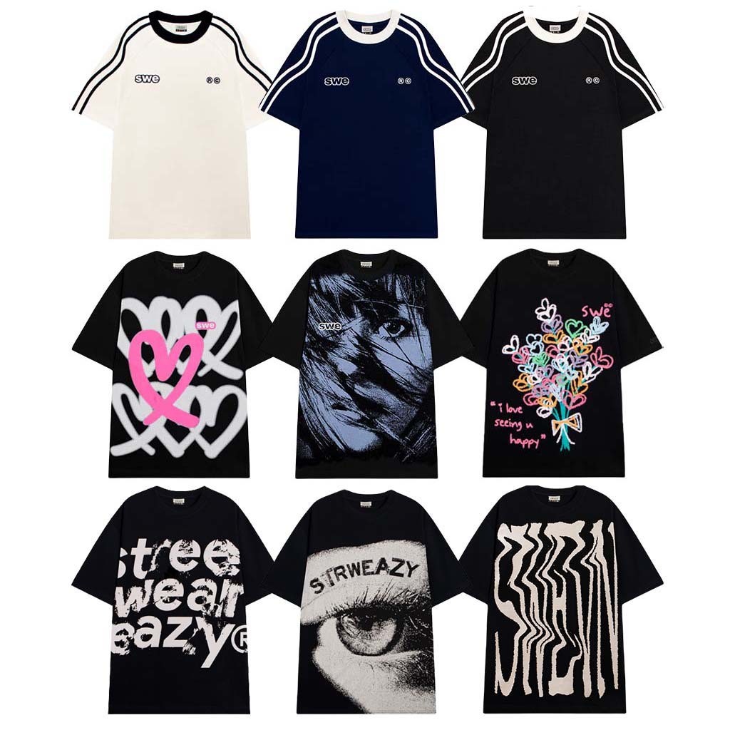 Áo thun Swe tay lỡ, form rộng vải Cotton - Thời trang nam nữ Unisex Streetwear Hàn Quốc