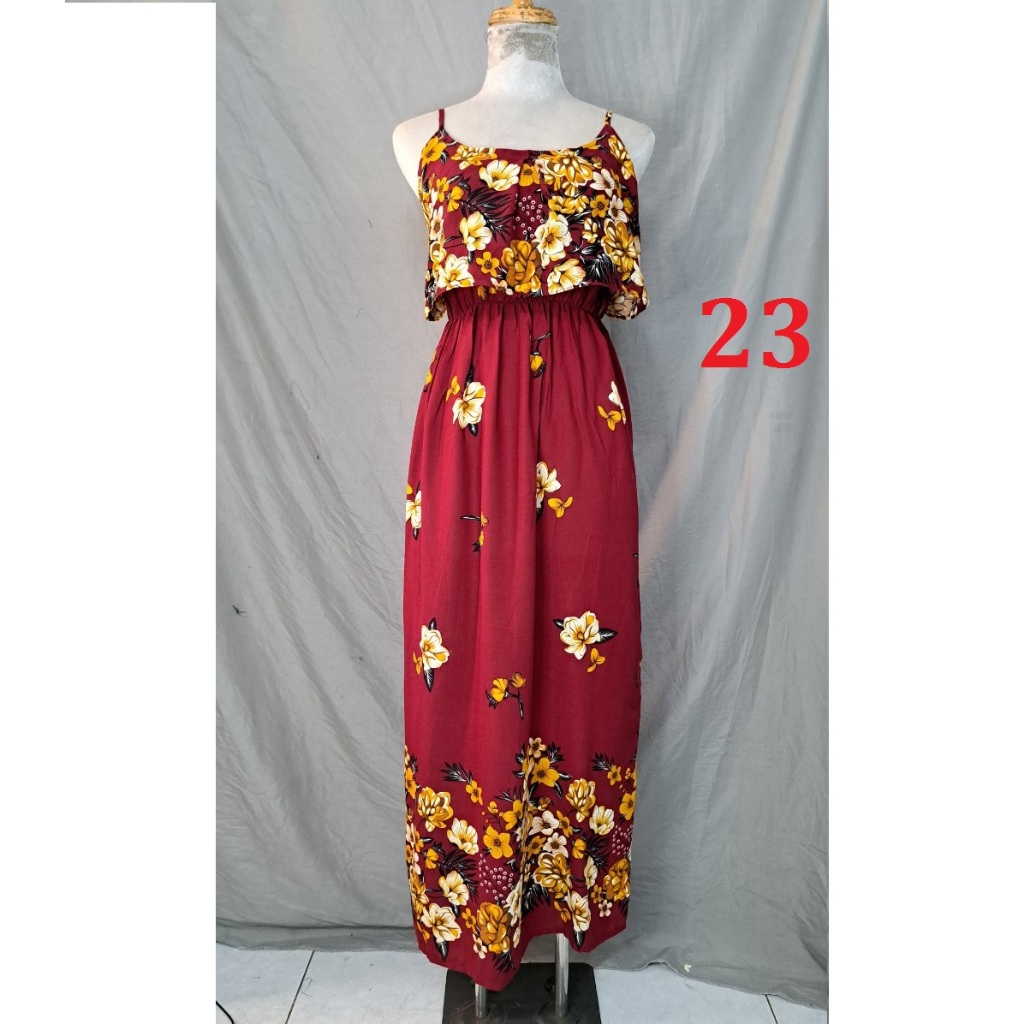 Đầm maxi Lanh Thái Bèo ngực