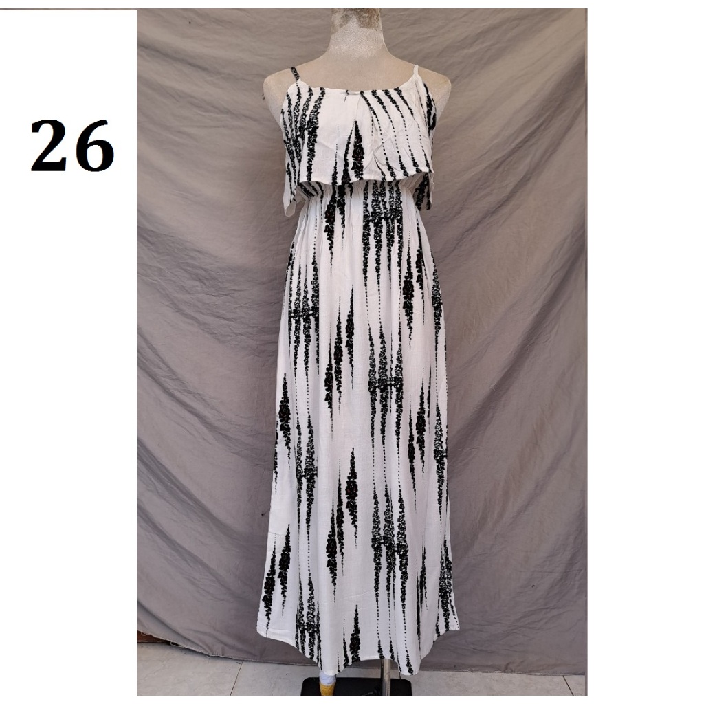 Đầm maxi Lanh Thái Bèo ngực