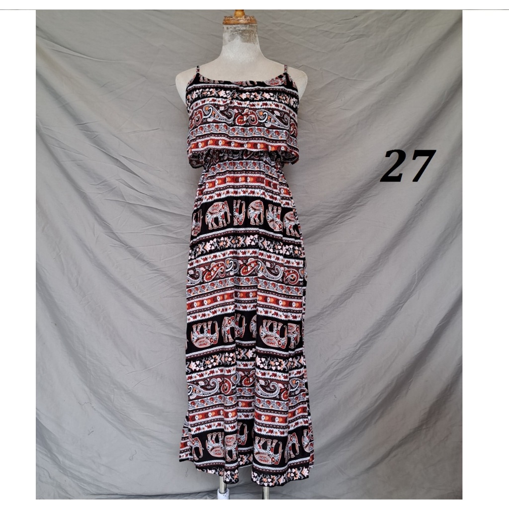 Đầm maxi Lanh Thái Bèo ngực